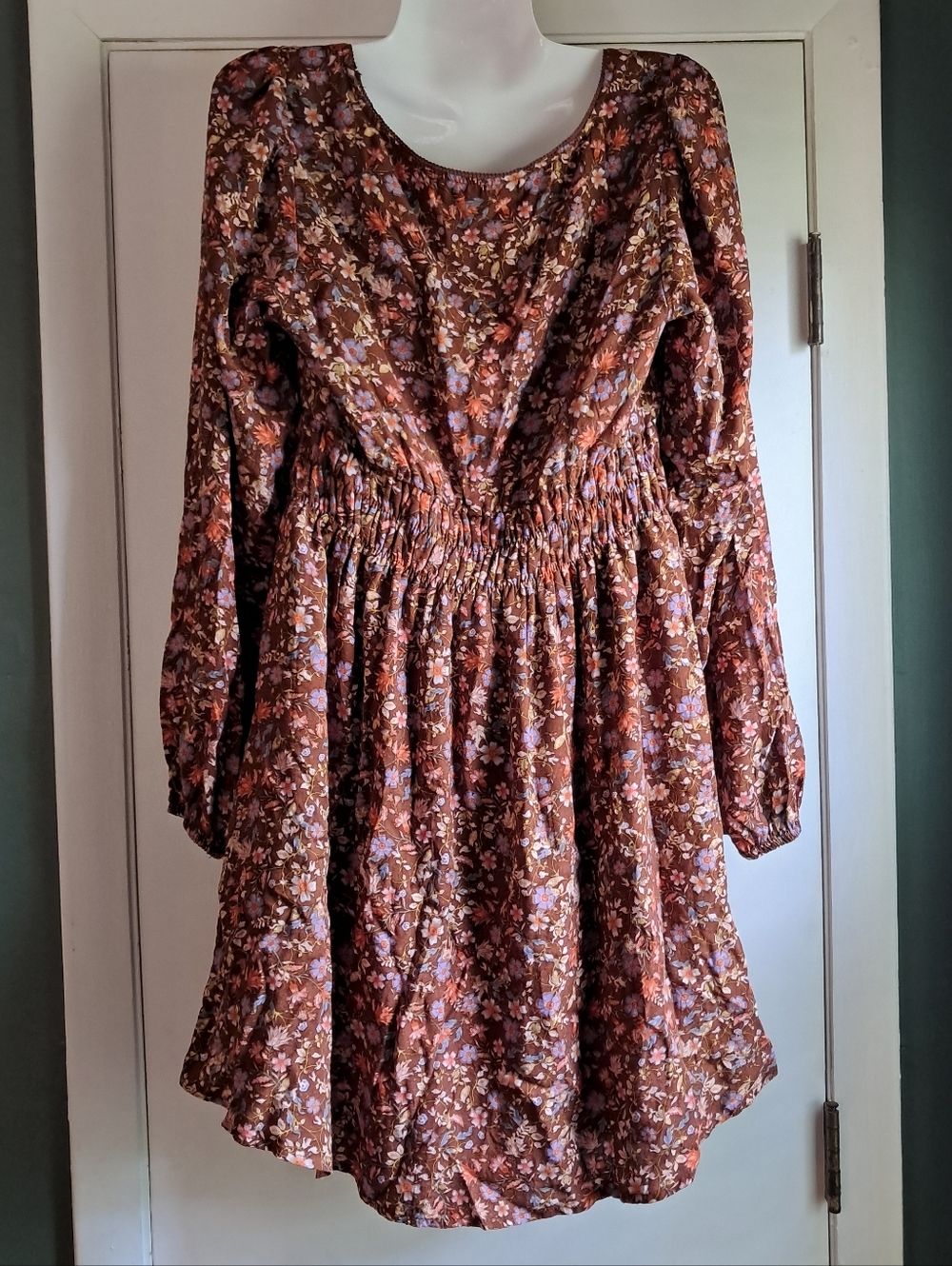 Oak & Trellis Brown Floral Peasant Dress - Picture 3 of 5